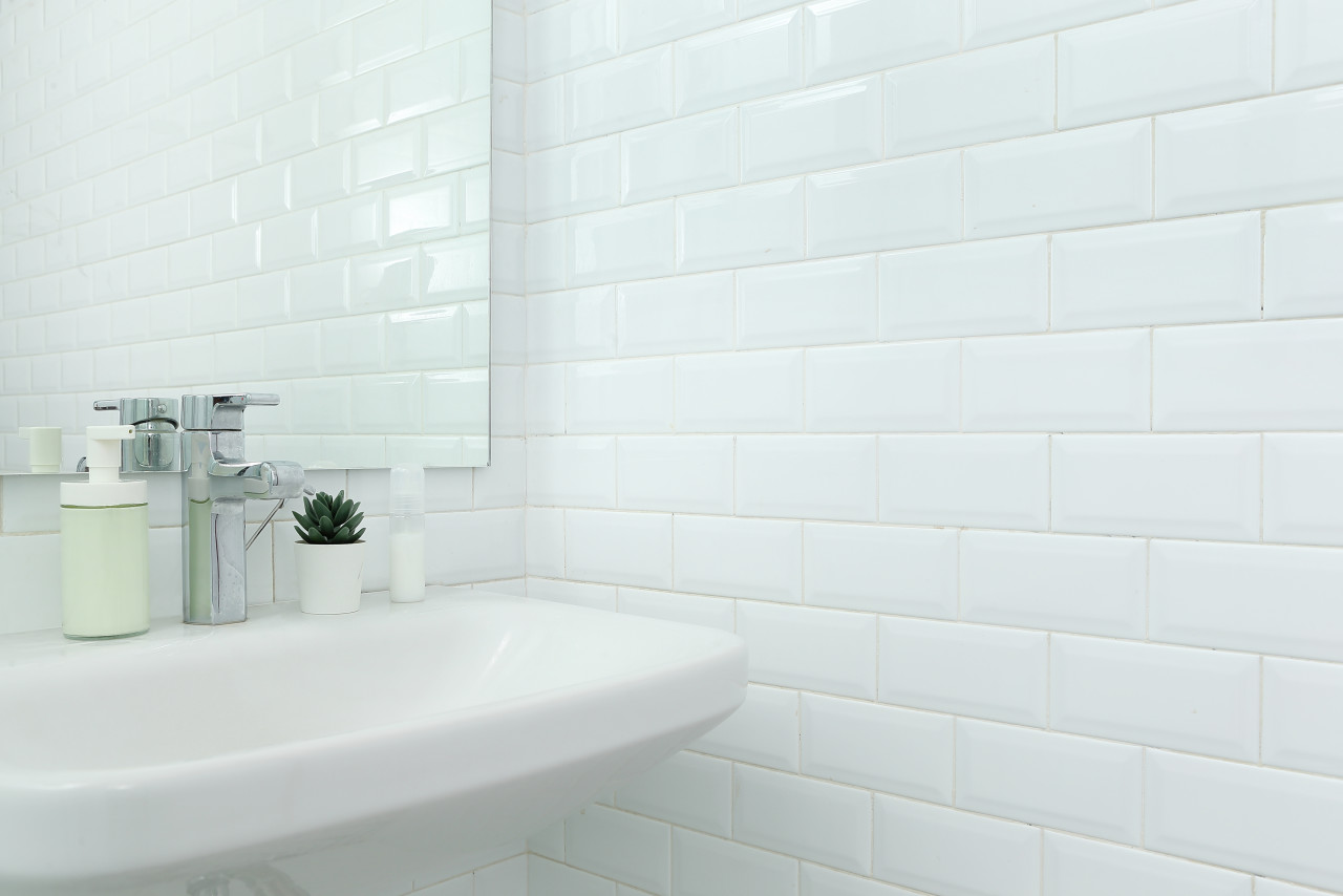 Clean bathroom with clean grout